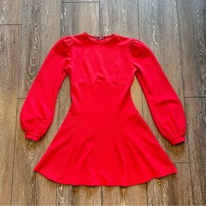Boohoo Red Long Sleeve Skater Dress
